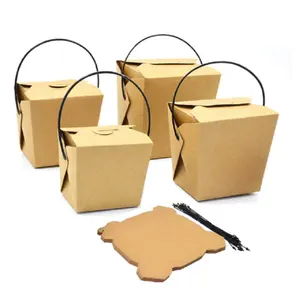ZHONGSHAN Einweg tragbare Kraftpapier-Brotdose Pommes Frites Brathähnchen Pasta zum Mitnehmen Verpackungs box mit Hand