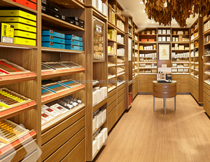 High-End customizing wood tobacco store design showcase with cigarette display rack cabinet