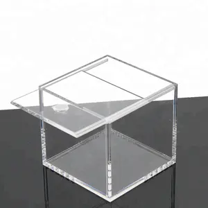 Caixa de armazenamento de plástico com tampa deslizante personalizada pequena caixa acrílica transparente