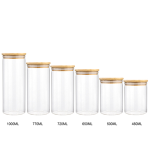 Pot hermétique en verre borosilicate avec couvercle en liège de <span class=keywords><strong>bambou</strong></span>, récipient de stockage des aliments, épices, étanche à la chaleur - Product Image 1