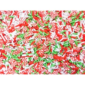 HUIHONG Peppermint Candy and Red, Green, and White Sprinkle Mix,Polymer Clay Sprinkles Topping Tiny Decoration