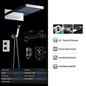 2026 Newly Design Wall Mounted Rainfall Waterfall Massage <strong>Shower</strong> Head Thermostatic <strong>Bath</strong> <strong>Shower</strong> <strong>Set</strong> - Product Image 3