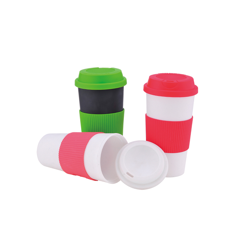 Бесплатный образец, OEM, индивидуальный логотип, двойная стена, ПП пластик, 12 унций, 16 унций, кофейная кружка с крышкой