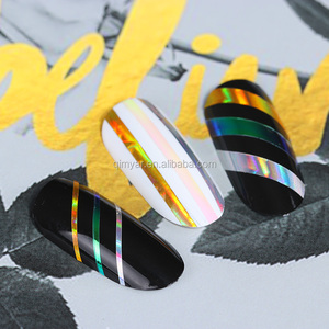 Último uñas láser rayas cinta etiqueta engomada para niñas 3D etiqueta engomada del clavo de DIY láser de papel de decoración de Arte de uñas - Product Image 5