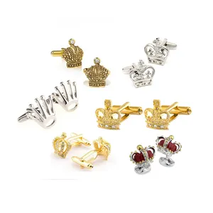 WD Wholesale exclusive modern die cast brass silver plated gold plated cufflinks craft Crown Men's cufflinks