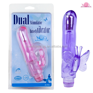 Pene di vibrazione doppia G spot farfalla dildo, vibratore per l'uomo pene