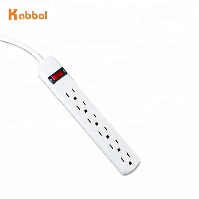 ETL 6 Outlet Extension Socket Surge Protector Power Strip with 6 FT Cable