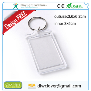 Tùy chỉnh cứng nhựa Acrylic hình chữ nhật <span class=keywords><strong>Keychain</strong></span> PVC trống hình ảnh khung Key tag - Product Image 3