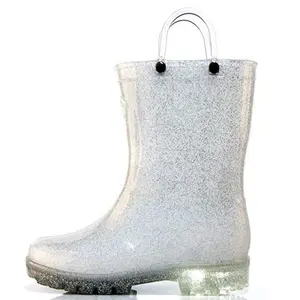 Benutzerdefinierte kinder wasserdichte leichte schuhe umweltfreundliche licht up pvc regen boot