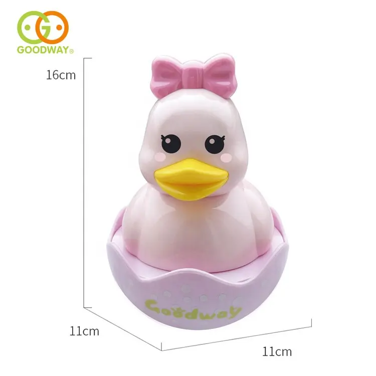 Non-toxic Eco-friendly Toddler Fun Tumbler Toys Baby Bath Duck Toy Safety Silicone Duck Teether Bath Toy