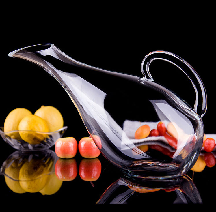 Free sample wholesale oblique mouth round crystal glass wine decanter