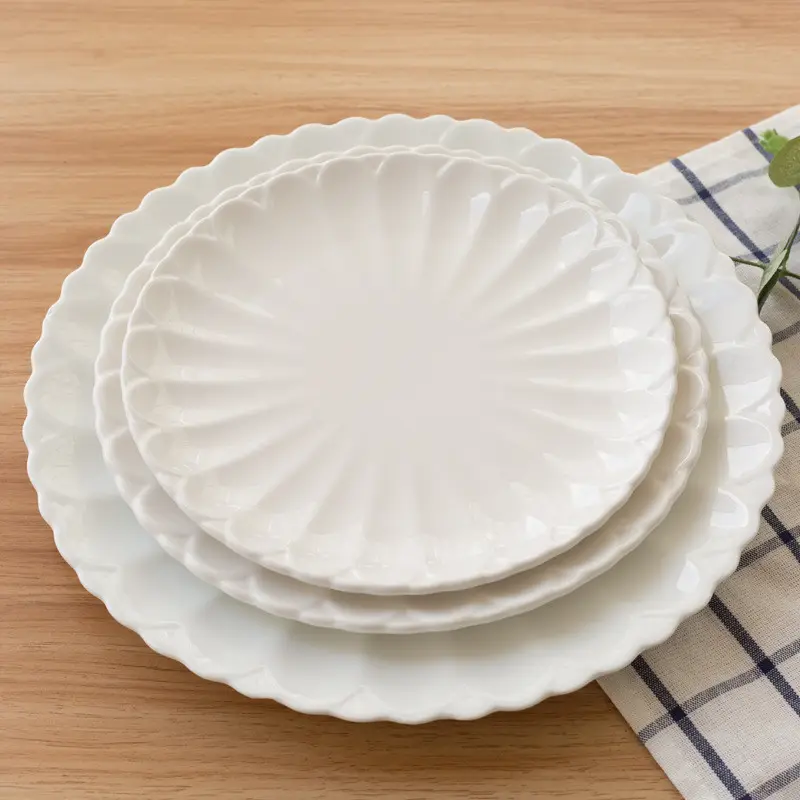 Plato de cerámica para Buffet, plato redondo personalizado de diseño moderno decorativo para Hotel, p68, 10"