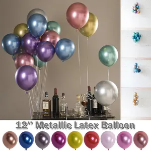 Wholesale 12 18 Inch Round Shape Metallic Balloons Metallic Latex Balloons For Party Decorations Chrome Balloons Globos Supplier