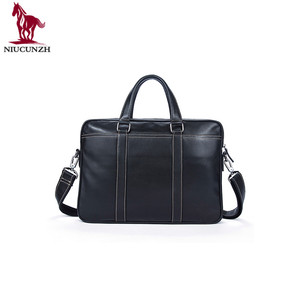 Logotipo personalizado aceptado elegante <span class=keywords><strong>mango</strong></span> cómodo anillo de Metal portátil bolso de los hombres maletín de cuero negro - Product Image 1