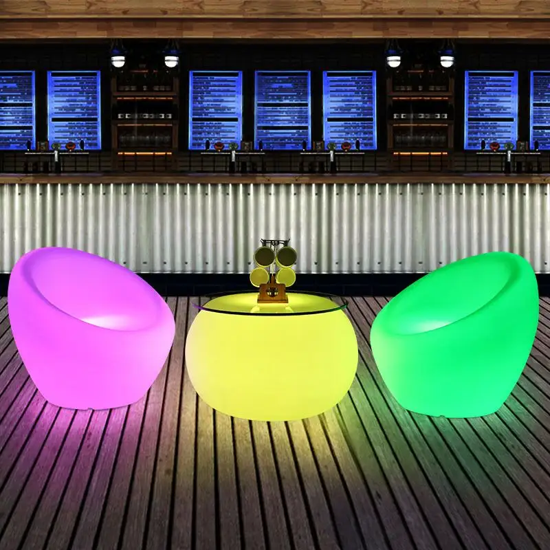 D68 * H45cm LED 바 테이블과 의자 LED 조명 조명 가구 야외