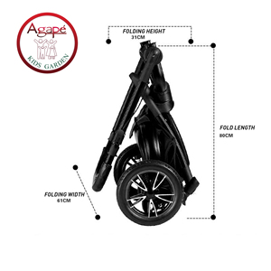 Cochecito de bebé Convertible 3 en 1 de alta calidad, 25KG, fácil de plegar, portátil con coche para niños, Material de PU ajustable multifunción - Product Image 4