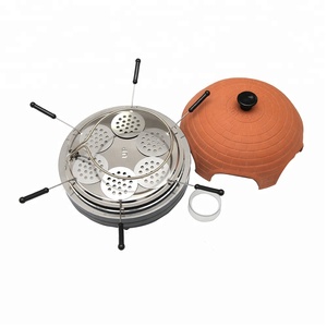 Xách Tay Ý Gạch Đất Nung Trang Chủ Mini Điện Pizza Lò Maker Máy Fondue Set 6 Người Pizza Dome - Product Image 4