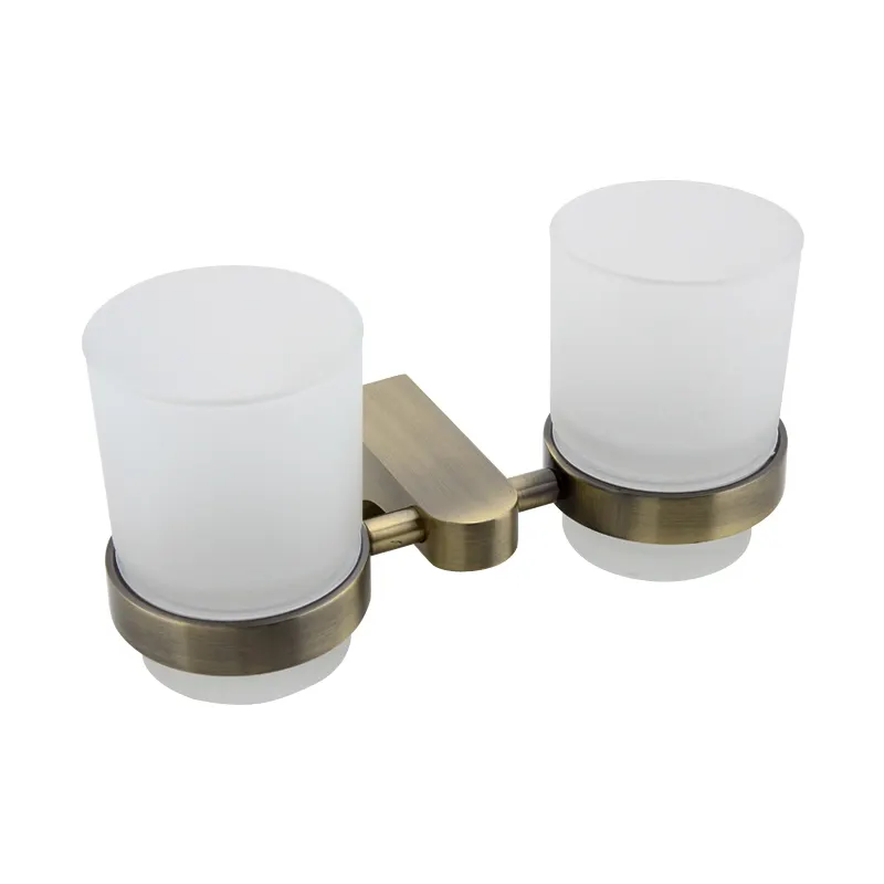 Frap Retro Bronzo di Stile Doppia Superficie di Bicchieri di Metallo Accessori Per il Bagno di Vetro Supporto di Tazza Spazzolino Spazzolino Da Denti Supporto di Tazza F1408