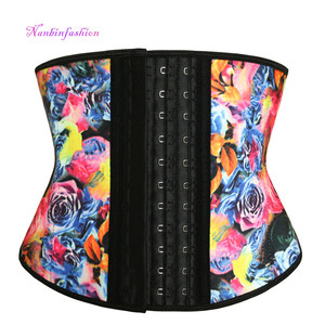 NANBIN kalite kısa korse renkli çiçekler Shapewear alt karın kontrolü ile kısa geri çelik kemik bel Cincher eğitmen - Product Image 2