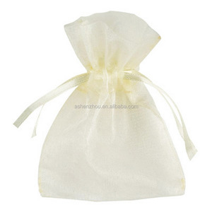 Bolsa de <span class=keywords><strong>organza</strong></span> de boda con estampado colorido personalizado, bolsa de regalo con cordón, pequeña, blanca, venta al por mayor - Product Image 2