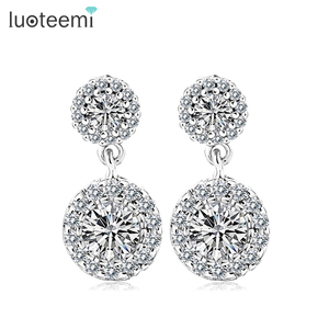 LUOTEEMI — <span class=keywords><strong>boucles</strong></span> <span class=keywords><strong>d</strong></span>'<span class=keywords><strong>oreilles</strong></span> <span class=keywords><strong>pendantes</strong></span> pour femmes, Mini pendentif rond en cristal, <span class=keywords><strong>diamant</strong></span> CZ, haute qualité, vente en gros - Product Image 1