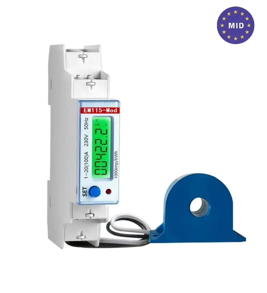 EM115-Mod MID approved Single phase electricity energy meters, electric sub meter for AMR/AMI , 230v 100A