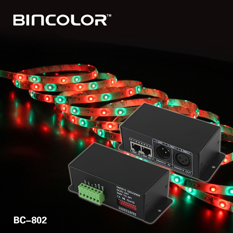 Rgb Led Decoder BC-802-6812 Led RGB Dream Color Controller SK6812 Led Dmx Decoder For Led Pixel Light
