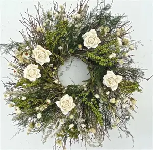 paper rose flower head wreath garland for wedding
