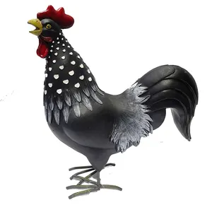 Black resin standing home garden decoration rooster