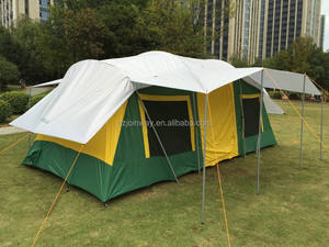 Tentes <span class=keywords><strong>de</strong></span> <span class=keywords><strong>camping</strong></span> familiales en plein air personnalisées JWJ-051 grande tente safari <span class=keywords><strong>de</strong></span> luxe imperméable 2 chambres 8 personnes - Product Image 2