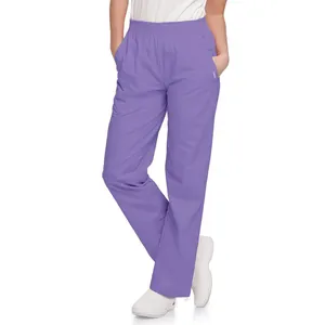 Fashion design nurse scrub pants full elastic nursing pants women solid cargo pocket stretchy waist nurse scrub pants