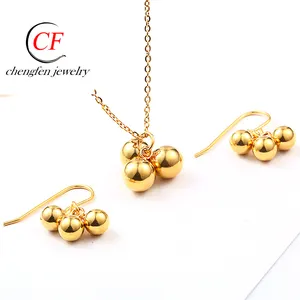 Chengfen Factory Stainless Steel Gold Jewelry Half Set Three Ball Jewelry Set