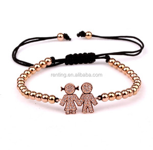 Bracelet plaqué or 18K, avec breloque <span class=keywords><strong>en</strong></span> macramé, bijoux perlés, <span class=keywords><strong>en</strong></span> acier inoxydable, pour fille et garçon, nouvelle mode - Product Image 3