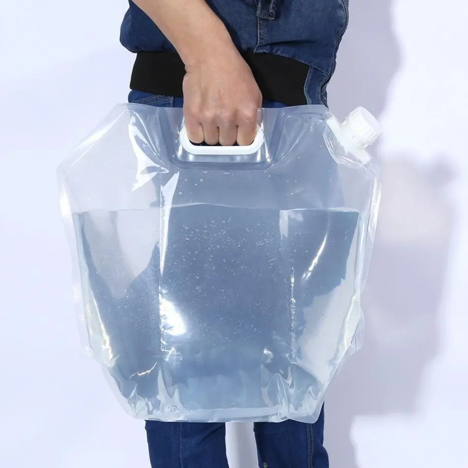 कस्टम थोक BPA मुक्त प्लास्टिक 1 गैलन 5 लीटर Foldable खेल पीने क्षारीय पानी की बोतल बैग संभाल के साथ