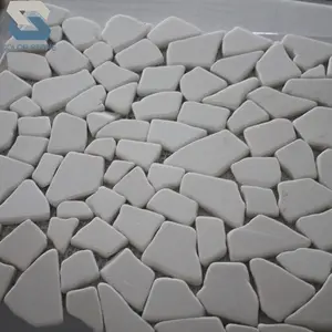 Natural split and tumbled Bianco Sievc white Polariss marble chip mosaic 24x24 tiles for bathroom flooring