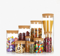 Pot de conservation en verre borosilicate transparent de haute qualité, hermétique, avec couvercle en bois naturel, soufflé à la main, pour céréales, cuisine et fêtes