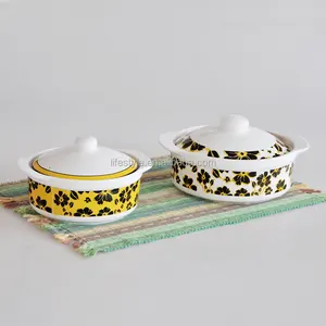 porcelain 2pcs casserole set with lid,ceramic casserole with lid,set of 2pcs casserole with lid