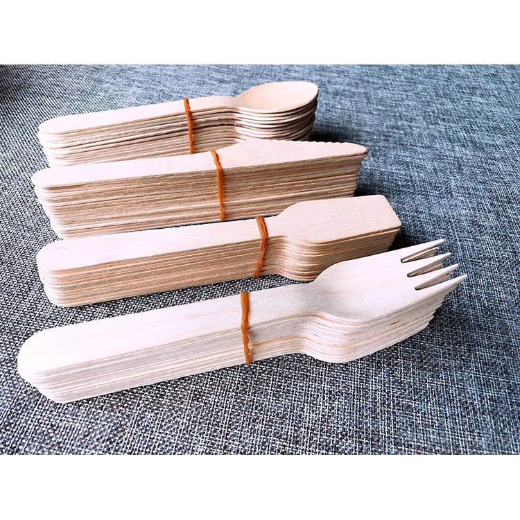 Good Quality Wooden Fork Spoon Knife Wooden Disposable Cutlery Tableware Set