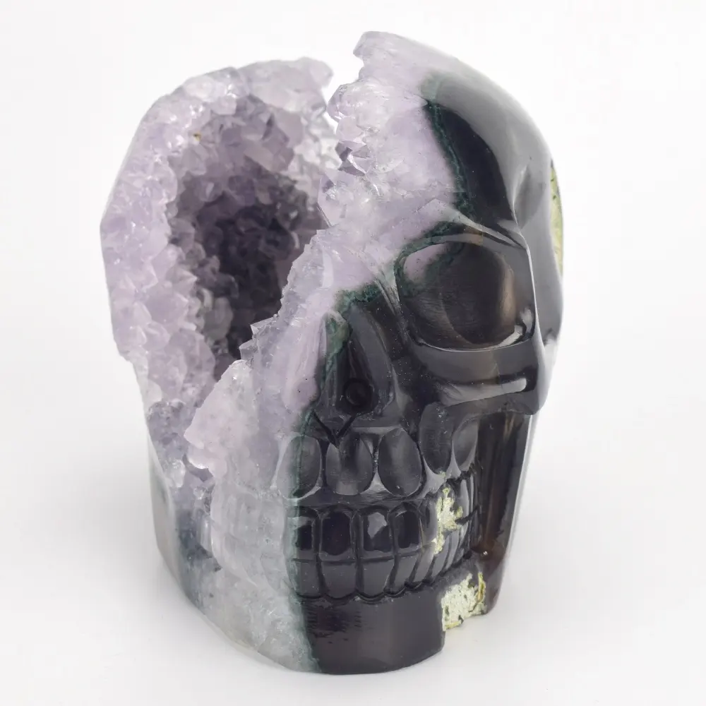 Home Decor Product Groothandel Hand Gesneden Agaat Geode Cluster Druse Crystal Skull