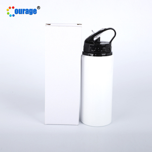 Botella de Agua de Aluminio con Tapa Negra de 600 ml, Estilo Moderno, para Sublimación, con Pajita - Product Image 2