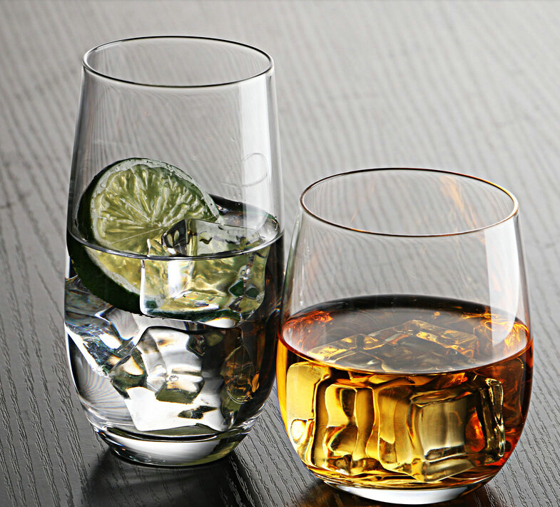 Stemless wine whiskey glass cup