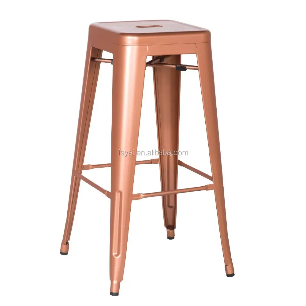 cheap metal barstool furniture stack kitchen retail vintage industrial square seat retro diner rose gold metal bar stool