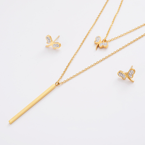 ขายส่ง Bling สแตนเลสสตีล Dragonfly ประเภทส่วนบุคคลต่างหูสร้อยคอของขวัญผู้หญิงเครื่องประดับชุด - Product Image 1