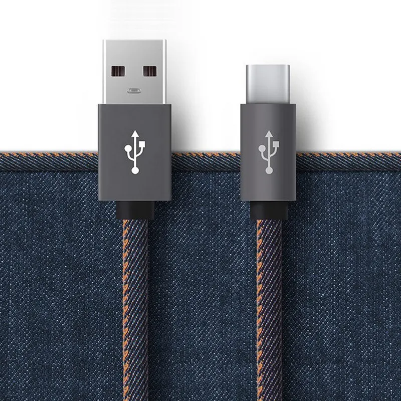 Handy zubehör 1 m/2 m 3ft/6ft Heißer Verkauf Jeans Schnelle Ladegerät Daten USB Kabel für typ C android