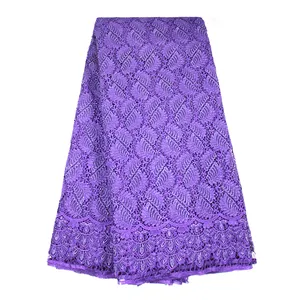 Shanghai Textiles Women Clothing Materials Guipure Purple Lace Fabric