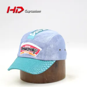 high quality custom hat 5 panels city sports hat with adjustable leather strap