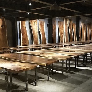 Suar in legno in legno massello tavolo da pranzo top live bordo grezzo naturale noce teak bubuinga zingana in legno lastra - Product Image 4