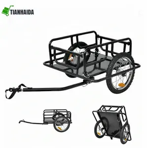 Bike Cargo Trailer In Steel Bicycle Folding Luggage Carrier Transport Cart Hitch