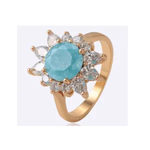 15254 xuping genuine engagement wedding gorgeous sunflower 18k gold ring setting noble cz stones