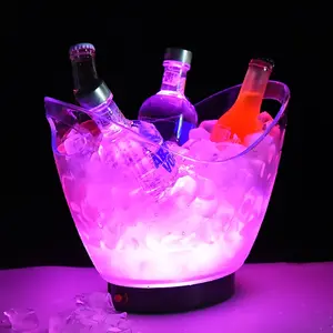 Seau acrylique transparent rechargeable, design led, seau en acrylique